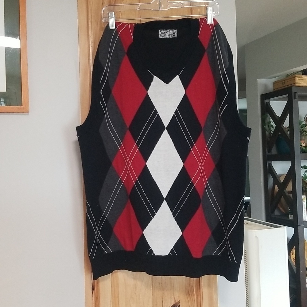 Argyle Sweater Vest Grandpa Dad XXL Oversized Chic Collegiate Trendy
